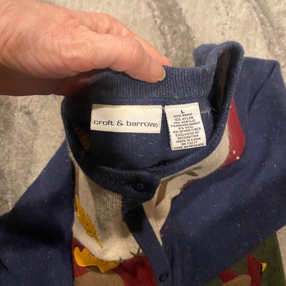 Vintage Y2K cottage core patchwork cardigan wildlife/winter theme sweater Large - Picture 5 of 5